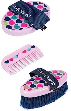 HKM Funny Horses Hearts Putzset Rosa Einheitsgröße