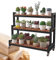 Estantería Storage Para Macetas, Escalera Para Flores De Metal Interior Y Exterior 2 Estantes 3 Estantes Estante De Plantas Con Ruedas, Estantería Planta Estante Para Suculentas ( Color : Black-A , Si