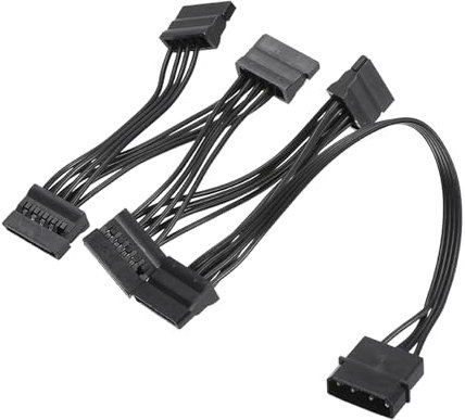 sourcing map 4 Pin Male IDE to 6X Serial ATA Female Power Splitter Converter Adapter Cable Hard Drive HDD SSD Extension Cable