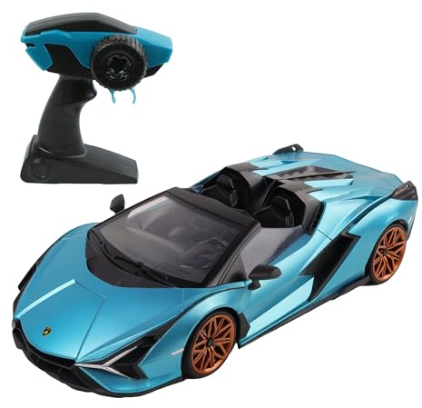 TURBO CHALLENGE - Lamborghini Sian - RC Prestige - 1/16-098852 - Auto Telecomandata - Blu - Batterie Non Incluse - Plastica - Giocattolo per Bambini - Regalo - A Partire dai 6 anni