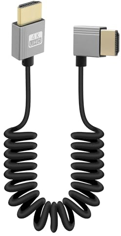 RIIEYOCA 4K Kurzes HDTV zu HDTVS Spiralkabel, 90 Grad rechter Winkel 18Gbps Unterstützung 4K@60Hz, Kompatibel mit Camcordern, Monitoren (Rechts)