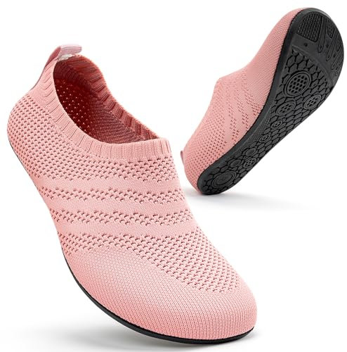 KOWAYI Tofflor herr dam barfota tofflor stängda slip-on stugskor bekväma halkfria tofflor unisex, 1344 rosa, 39 EU