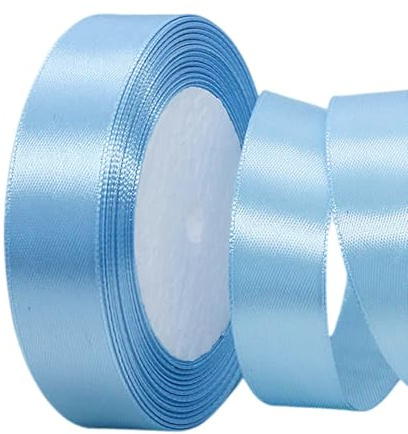 Lahviuu Cinta de Satén 25 mm x 22 m, Cinta Decorativa para Envolver Regalos, Boda, Lazo, Bautizos y Manualidades, Azul, Poliéster