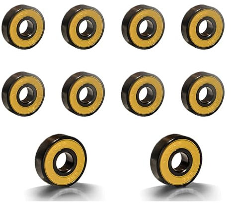 sonlpe 10PCS Roulement a Bille, Roulement 608 RS & ABEC-9, 8x22x7mm Métal Roulement Skateboard à Billes à Gorges, Roulements à Bille pour Skateboard, Scooter Miniature, Patins à Roulettes (Jaune)