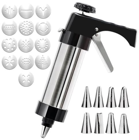 Siringa Per Pasticceria In Acciaio Inox Stainless Steel Cookie Press Dessert Decorating Syringe Set Icing Decoration Set DIY Baking Tools Per Cupcake, Biscotti