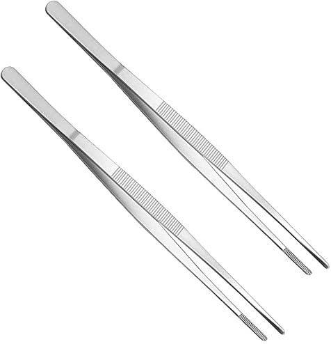 PpAaJK 2PCS Kitchen Tweezers Grill Tongs Stainless Steel Long Chef Food Clip BBQ Meat Beef Tong Bar Bartending Tweezer 30cm