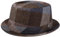 LIERYS Pork Pie Wollhut - Kariert - 100% Wolle - Made in Italy - Herren - Herbst Winter braun-blau XL (60-61 cm)