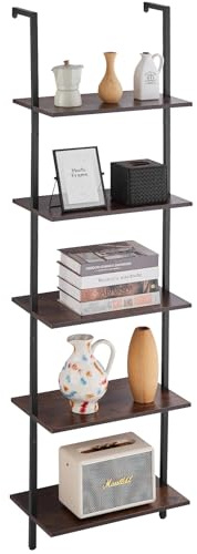 VEVOR Industrial Square Pipe Shelf, 5 Tier 17.3x11.8in, Wall-Mount Floating Rustic Wood Shelves Bracket Display Bookshelf,Storage Rack Sundries Holder for Kitchen Bedroom Bathroom Living Room, Black