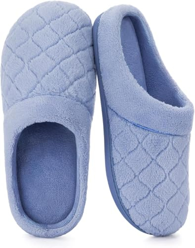 ULTRAIDEAS Women's House Slippers Indoor Outdoor Memory Foam, Wide Ladies Slip on Mule Machine Washable with Rubber Sole