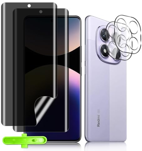 MokaZii Privacy Pellicola Protettiva per Xiaomi Redmi Note 14 Pro, [2+2] TPU Pellicola Protettiva + Vetro Temperato Fotocamera, Durezza 9H Anti-Spy Protezione Schermo Film per Redmi Note 14 Pro