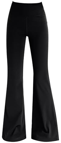 Pantalon moulant évasé taille haute pour enfants - Esthétique - Bas de cloche - Extensible - Couleur unie - Legging de ballet - Yoga - Danse - Pantalon décontracté athlétique, Noir , 10-11 ans