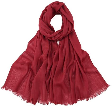 Canxiaoba Women's Summer Scarf Lightweight And Soft Bamboo Cotton Headscarf (maroon)