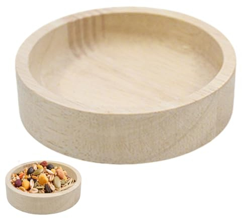 Waterproof Wood Hamster Bowl Washable Pet Wooden Hamster Bowl Reusable Natural Guinea Pig Food Bowl for Small Pets（1 piece）
