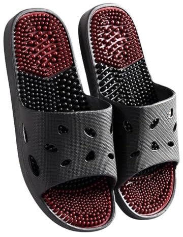 Massagetofflor Halkfria Duschskor Med Öppen Tå Män Dam Reflexologi-akupunktur Sandaler Akupressurtofflor För Plantar Fasciit Djupmassageapparat För Fotvävnad(Black,40/41 EU)