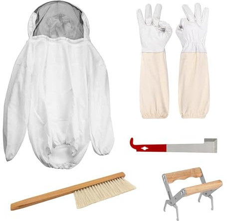 Amagogo Giacca da Apicoltore Tuta da Apicoltore Tasca Frontale Premium con Cappuccio a Velo da Scherma Attrezzatura Protettiva Professionale Uomo Donna