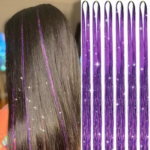 Ensemble de fil métallique de cheveux de fée de 6 pièces 24 (violet) - résistant à la chaleur, brillant, avec outils, pour les femmes/filles/enfants