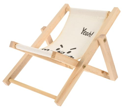 UTHCLO Support de Téléphone Portable Pliable en Bois et Tissu Chaise de Plage Miniature Décorative Support de Bureau Stable pour Smartphone – Accessoire Compact et Pratique pour Table
