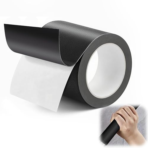 Rubber Grip Tape, Ultra Strong Anti Slip Rubber Tape Waterproof 5CM x 3M, Textured Adhesive Non Slip Tape for Handles Tools Gadgets Stair Railing Sport Equipment - Customizable Black