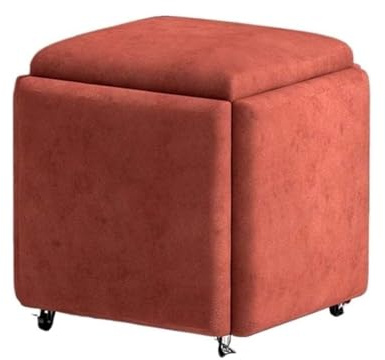 Cubo de asiento 5 en 1, taburete de sofá móvil, taburete apilable de tela tecnológica colorida, silla multifuncional con ruedas giratorias y asiento acolchado para sala de estar