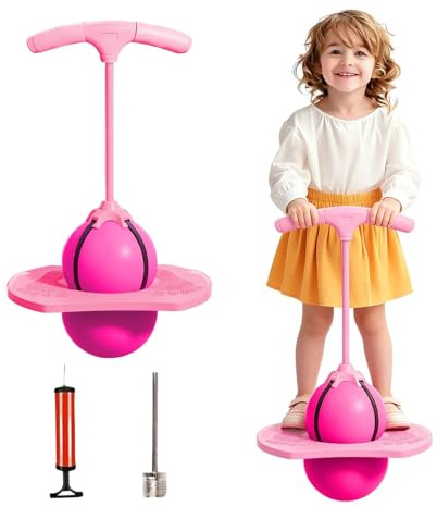 Ufdeoton Pogo Balle de saut avec poignée pour enfants et adultes - Jouet sauteur pour enfants et adultes - Pour le sport, le jeu et le fitness (rose)