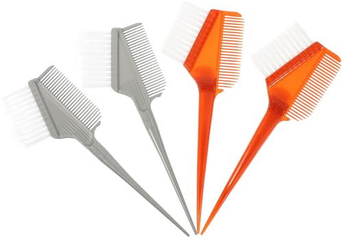 HEANUJJ Set 4 Pezzi Spazzole per Tintura Chioma Professionali Design Doppia Faccia, Setole e Pettine in Plastica e Fibra per Applicazione Facile e Precisa Colore Chioma