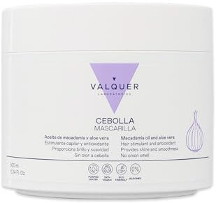 VALQUER Mascarilla de Cebolla | Repara, Revitaliza y Nutre en Profundidad | Brillo y Suavidad para Todo Tipo de Cabello | Antioxidante con Aceite de Macadamia y Aloe Vera | 300 ml