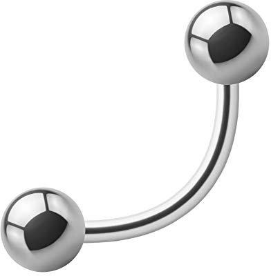 Treuheld® | 1,2mm x 6mm Piercing Banane | Kugeln 2,5mm | Chirurgenstahl 316L | Silber | Curved Barbell/gebogener Stab für Augenbraue, Bauchnabel