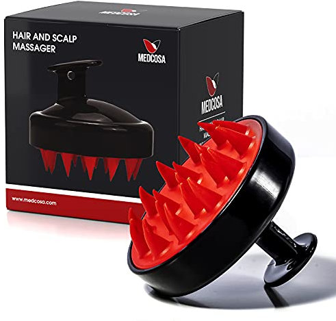 Medcosa Haarbürste | „Das Kopfhautmassagegerät, für das Ihr Haar Ihnen danken wird“ | Shampoo-Verteilung und Kopfhaut-Peeling | Entwirrt das Haar, löst Schuppen, hilft Spannungen und Stress abzubauen
