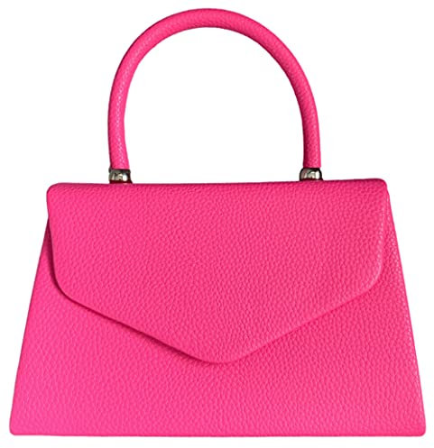 Bolso de mano rosa de piel sintética con asa superior, bolso de noche para mujer, bolsos señora, color fucsia