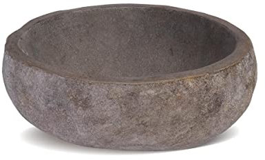 Vente-unique - Vasque de salle de bain en pierre de rivière STONE - Couleur grise