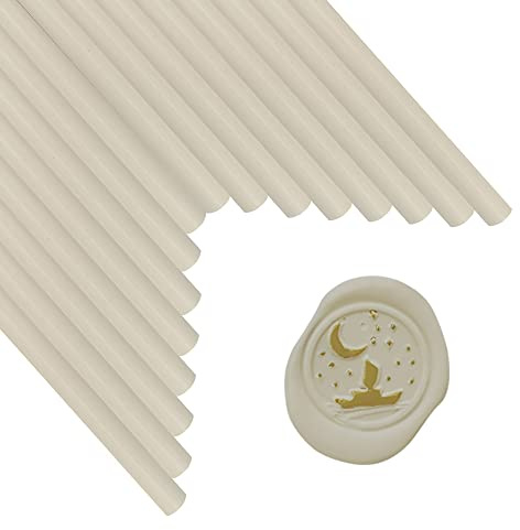 ANBOSE 16 bastoncini di cera bianca latte per pistola per colla da 1,1 cm, atossici, flessibili, durevoli, artigianato, arte, matrimoni