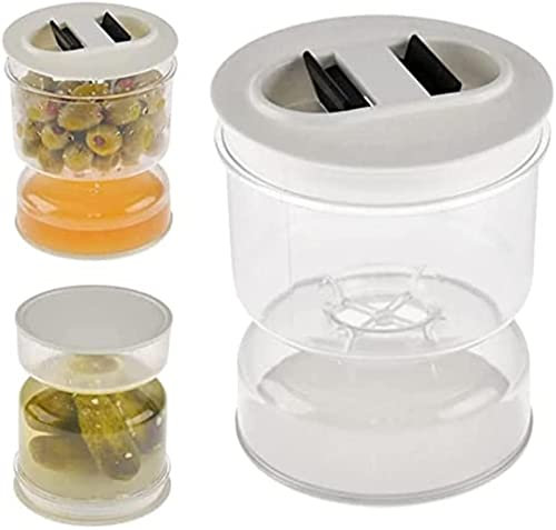 Yeehliny Safttrenner, Gurken und Olivenbehälter, Sanduhrglas, Einmachgläser Weckgläser mit Deckel, Pickle and Olive Hourglass Jar Dry and Wet Dispenser (1)
