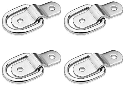 pezzi di ancoraggio ad anello a D, anelli di ancoraggio resistenti in acciaio inossidabile da 1/4 con staffa di montaggio per rimorchio per camion, camper, magazzino