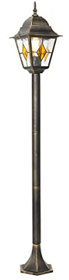 Qazqa antigua - Palo da giardino Classico - 1 luce - Ø 18.4 cm - Oro - Design I Rustico - Illuminazione esterna