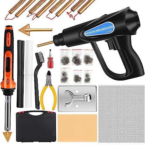 Saldatrice per Plastica - KKMOL Saldatore Plastica Kit con 852 pezzi(Attrezzature*2), Pistola per Saldare la Plastica, Riparazione Graffette Saldatura Plastica per Paraurti, Ricambi Auto, Kayak