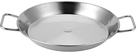 UGCER Padella per Paella Spagnola in Acciaio Inossidabile, Pentola Antiaderente per Frittura di Frutti di Mare Wok Fornello per Formaggio Padella, Pentole da Cucina (28CM)