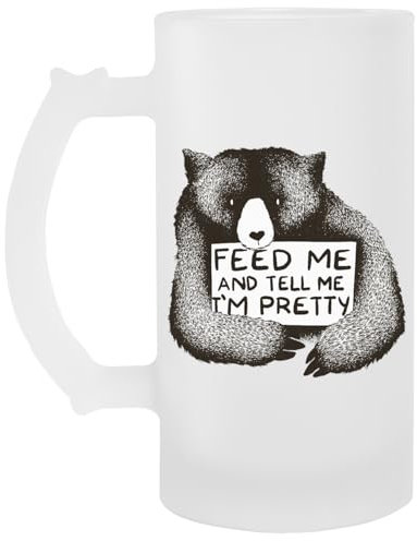 JINBETEE Feed Me And Tell Me Im Pretty Bear Tasse À Boire En Verre À Bière Transparente Avec Poignée