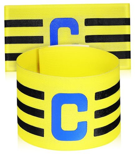 DIKACA 2Stücke Fußball Kapitänsarmbänder Gelbe Captain Armbänder für Jugendliche Sport Armbänder für Fußballmannschaften Fußball Arm Sign für Teamleiter