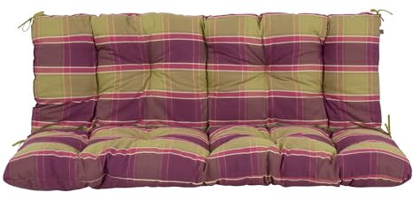 PATIO Hollywoodschaukel Auflage 150x50 Frigiliana Polster für Gartenbank Sitzbank einteilig mit Schnüren kariert