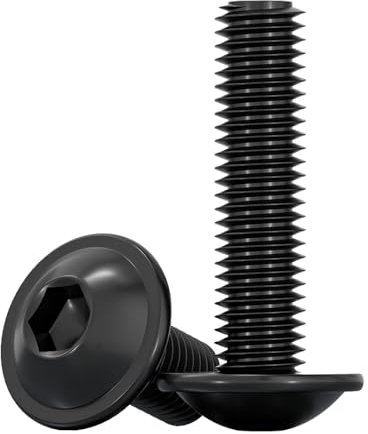 Drenky Tornillo de Cabeza Alomada con Brida Y Hexágono Interior, M8x25mm Negro Tornillo a Máquina Acero Inoxidable A2 V2A Tornillos Roscados Totalmente pour Les Connexions Mécaniques, 10 Piezas