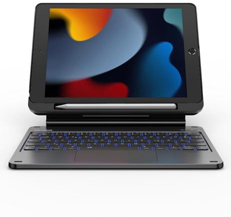 Dexnor Tastatur Hülle für iPad 10.2 Zoll 9/8/7 Generation, für iPad 9. Generation Hülle mit Tastatur, Trackpad Pencil Halter Beleuchtung Magnetisch Magic Style Keyboard Case Deutsches QWERTZ, Schwarz