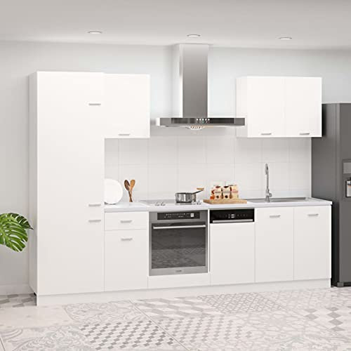 Xichuzi Juego de Muebles de Cocina 7 Piezas, Mueble Fregadero, Encimera, Cocinas Completas, Muebles de Cocina por Módulos, Aglomerado Blanco