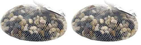 Rayher 8808104 galets de rivière, décoration florale&jardin, filet 1kg, marron m (Lot de 2)