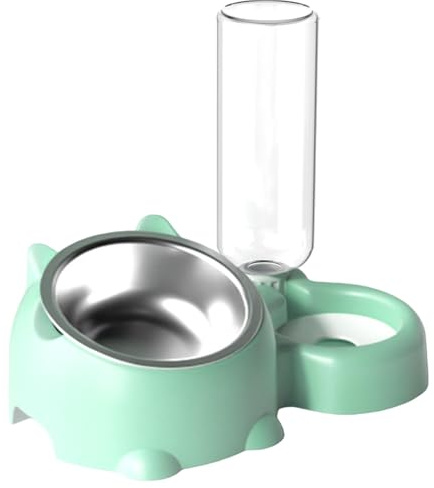 Set di ciotole per cibo e acqua per gatti, inclinabile a 16 gradi, con dispenser d'acqua, rimovibile per animali domestici, per gatti e cani di piccola taglia
