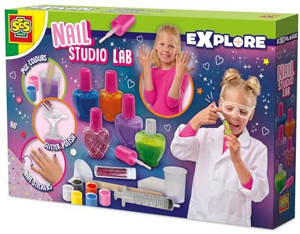 SES Creative 25141 Nail Studio Lab - Nail Polish for Kids - Make Your Own Nail Polish - STEM Toy - Experiment Kits