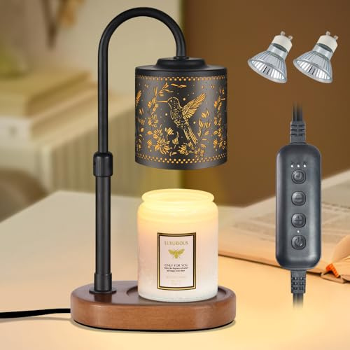 copinpin Dimmable Candle Warmer Lamp with Timer Adjustable Height for Scented Jar Candles Electric Candle Wax Melt Warmer for Home Decor Christmas Birthday Gifts for Women Mom(Hummingbird)