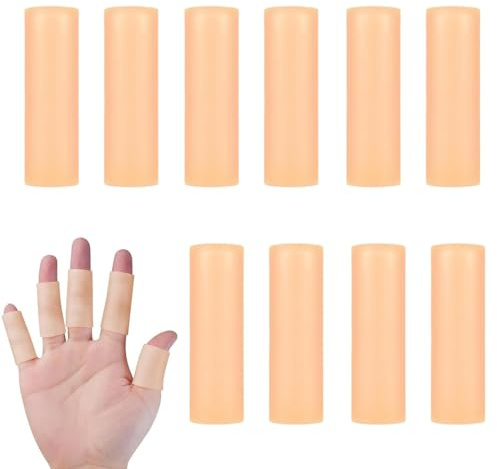 OQKAHIV 10 pcs protectores de silicona para dedos, Protector de Dedos, Funda Finger Protector, protectores de dedo, protectores de dedos, protectores de dedos de silicona (Color carne-Apertura)