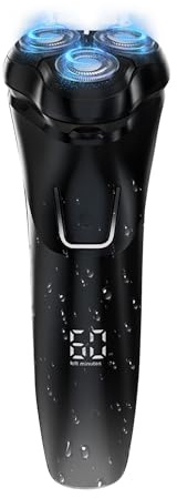 Rasoio Elettrico Uomo con Display LCD, IPX7 Impermeabile per Rasatura a Secco e Umida, Testine Flottanti 4D, 120 Min Autonomia, Rasoio Barba Ricaricabile con Blocco da Viaggio
