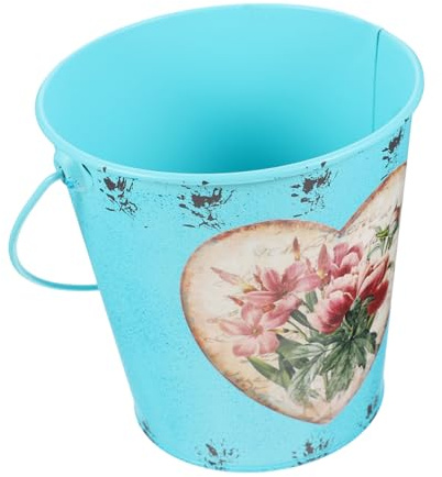 AKOOSY Seau Métal Bleu pour Plantes Et Fleurs Pot De Jardin Décoratif Jardinière Pratique pour Balcon Et Intérieur