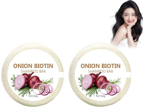Barra de Champú de Cebolla y Biotina - Jabón para el Cabello Onion Rosemary - Nutrición y Reparación Capilar - Limpieza Profunda e Hidratación - Ideal para Cabello Seco y Dañado - Sin Sulfatos